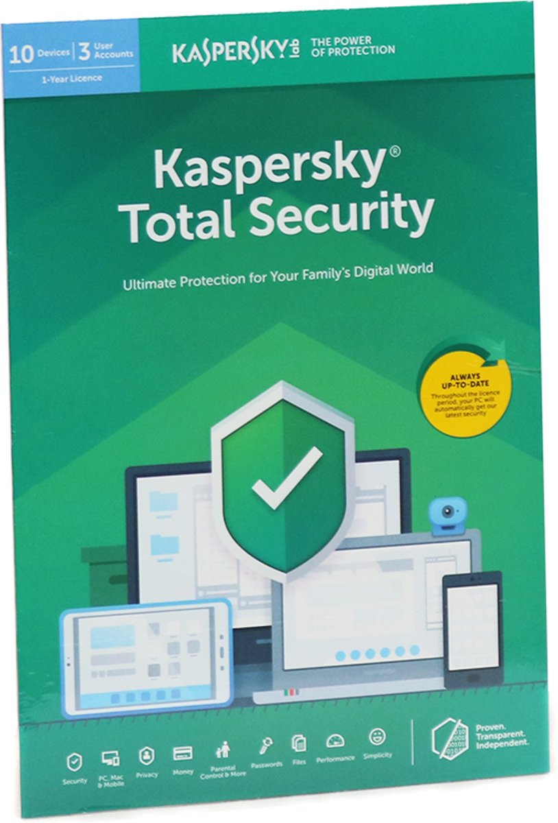 Kaspersky Total Security | 10 Apparaten | 1 Jaar | Engelse verpakking